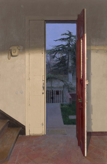 de La puerta roja (1978), un óleo de referencia en la carrera de la artista.