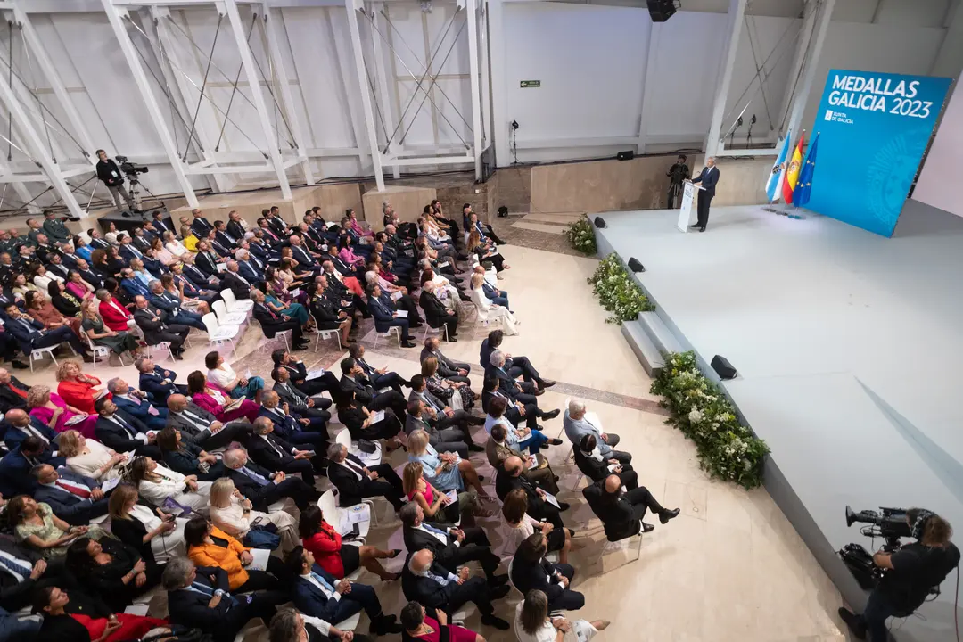 O presidente da Xunta, Alfonso Rueda, acompañado dos membros do Executivo autonómico, preside o acto de imposición das Medallas de Galicia 2023. Museo Centro Gaiás da Cidade da Cultura , 24/07/2023.