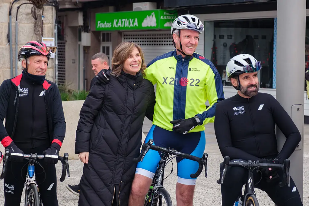 O presidente do Goberno galego, Alfonso Rueda, fará un percorrido en bicicleta para promocionar a proba O Gran Camiño entre a praza de Bugallal de Ponteareas e o monte Aloia (Tui), 28/1/24.