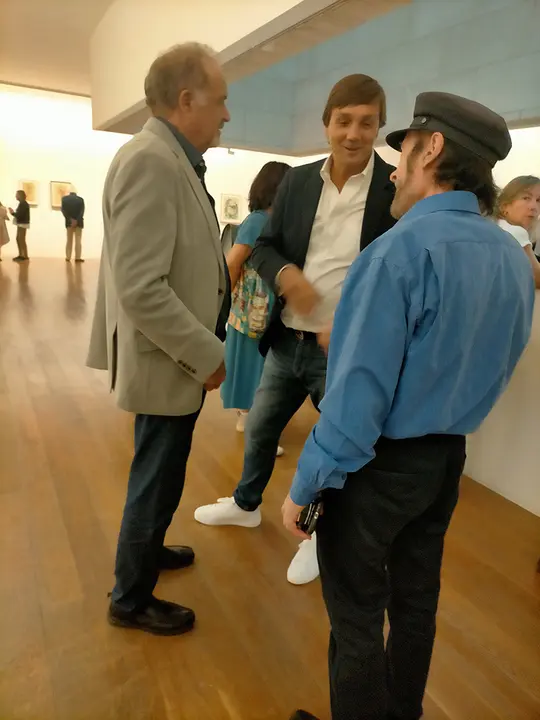 Quintana Martelo, galerista Montenegro  y Diego de Giraldez