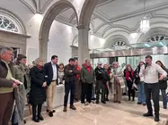 Jorge Cubela, deputado de Cultura, durante a apertura da mostra itinerante sobre a pandeireta galega no Pazo provincial.