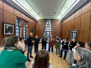 Participantes en un nuevo encuentro de los Almorzos Pedag&oacute;gicos de O Porri&ntilde;o, celebrado con los equipos directivos de los centros educativos del municipio para compartir experiencias y avanzar en propuestas de mejora del sistema educativo local.