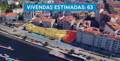 Vista a&eacute;rea de los terrenos del parque de maquinaria de la AXI en la avenida de Uruguay, en Pontevedra, donde la Xunta prev&eacute; construir 63 nuevas viviendas p&uacute;blicas tras la segregaci&oacute;n de las parcelas compartidas con el Estado.