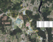 Plano del sector industrial IND-01 A Lomba en Ponteareas, con la delimitaci&oacute;n de parcelas y la nueva ordenaci&oacute;n urban&iacute;stica prevista.