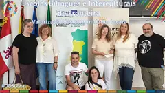 Las profesoras Anabela Magalh&atilde;es, F&aacute;tima Marinho y Sara Costa, de la Escola B&aacute;sica de Ponte de Lima, durante el encuentro anual del Proyecto Escuelas Biling&uuml;es e Interculturales de Frontera (PEBIF) celebrado en Zamora.