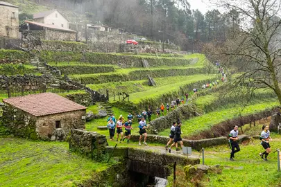 Participantes del Trail do Aloia durante una edici&oacute;n anterior, recorriendo senderos y paisajes del Parque Natural Monte Aloia, uno de los grandes atractivos de esta prueba de monta&ntilde;a.