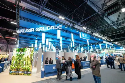 Stand de Turismo de Galicia en una feria internacional, dentro de la estrategia de promoci&oacute;n exterior de la Xunta para reforzar la internacionalizaci&oacute;n del destino.