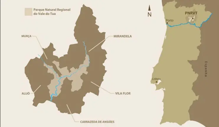 Mapa de Vale do Tua. GENTILEZA DE GUÍA DA NATUREZA VALE DO TUA. 