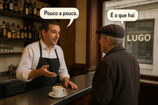 Charla en el café de Lugo.