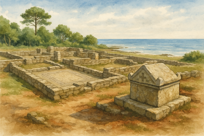 Reconstrucción de Adro Vello, O Grove. Ilustración DL-G.