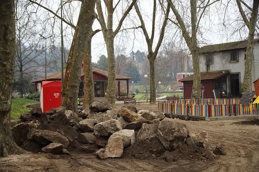 El parque de las Termas tras el paso del temporal 'Elsa'.