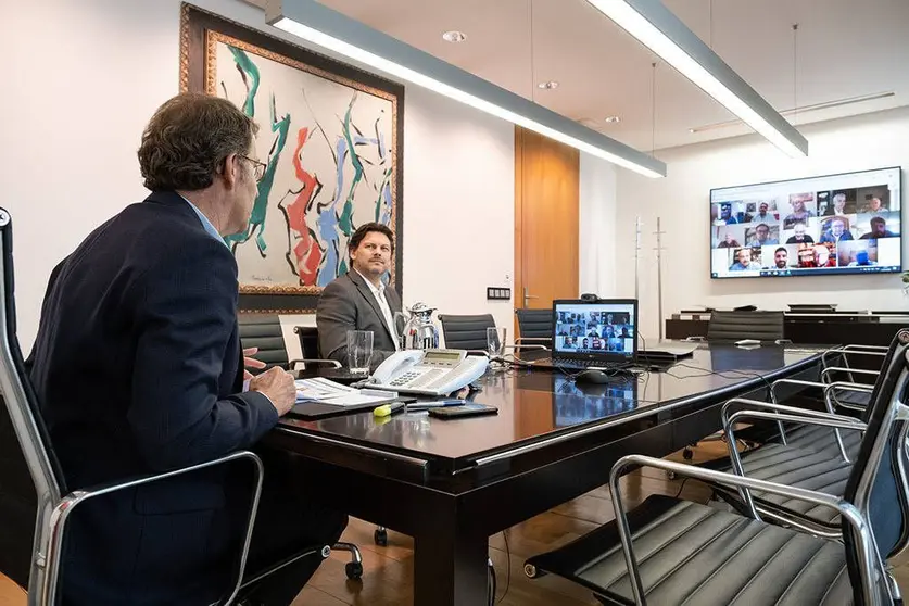 El titular del Ejecutivo gallego estuvo acompañado por el secretario general de la Emigración, Antonio Rodríguez Miranda y, desde Buenos Aires, el delegado de la Xunta en Argentina y Uruguay, Alejandro López Dobarro.