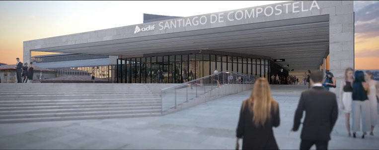 Recreación de la nueva Estación Intermodal de Santiago de Compostela. 