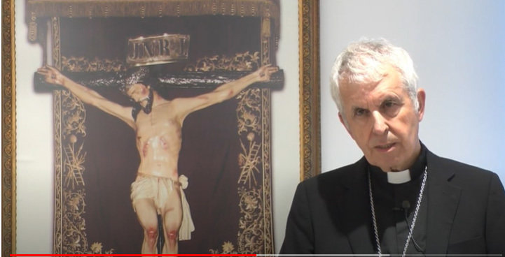 El obispo de Tui-Vigo, Luis Quinteiro, en un fotograma de vídeo. ARCHIVO. 