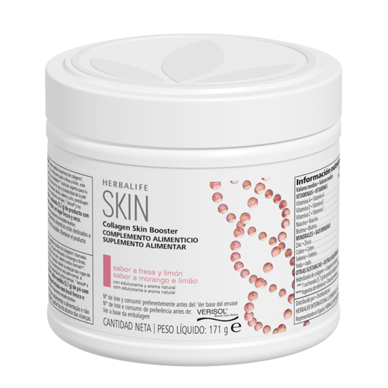 •	Collagen Skin Booster de Herbalife Nutrition es un complemento alimenticio que nutre e hidrata la piel. Con su combinación de vitaminas y minerales, contribuye al mantenimiento de las uñas y el cabello.
