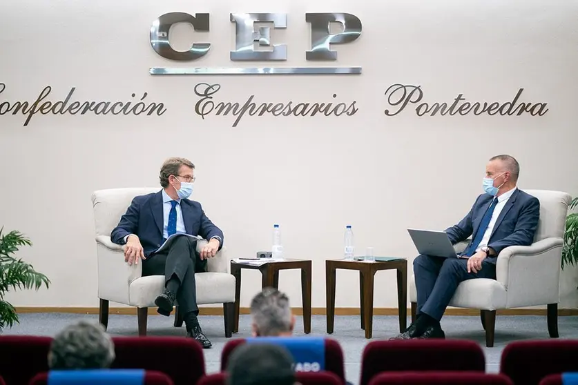 El titular del Gobierno gallego participó este mediodía en el encuentro #CONECTACEP de la Confederación de Empresarios de Pontevedra.