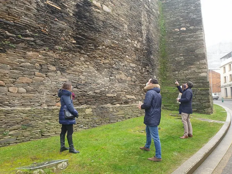 El delegado territorial, Javier Arias, explicó que se actuará sobre un tramo de 12 metros entre los cubos XXX y XXXI para resolver fisuras y otras patologías de la piedra.