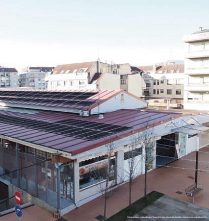 Este Mercado Municipal,  o primeiro edificio no que se instalarán os módulos solares fotovoltaicos.