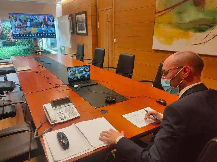 El director general de Familia, Infancia y Dinamización Demográfica, Jacobo Rey, participó hoy por videoconferencia en esta reunión de la Conferencia Sectorial para el Reto Demográfico.
