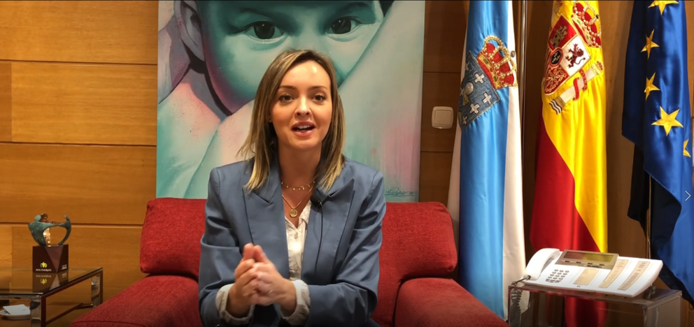La conselleira de Política Social, Fabiola García, en el que presentó la Ley de impulso demográfico aprobada a principios de año por el Parlamento de Galicia.