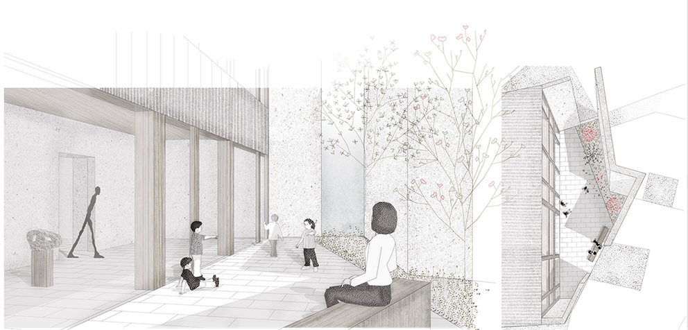 Proxecto do Centro Cívico da Praza Maior destinado a actividades sociais e servizos municipais.