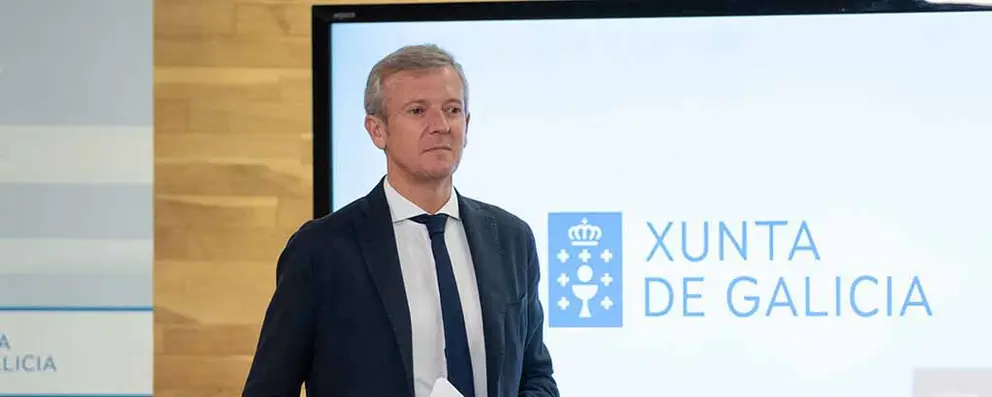 O presidente da Xunta, Alfonso Rueda, durante a rolda de prensa posterior á reunión semanal do Consello da Xunta.