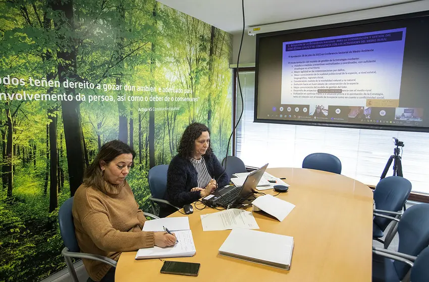 La directora general de Patrimonio Natural, Belén do Campo, interviene, por videoconferencia, en el encuentro monográfico sobre gestión y conservación del lobo.