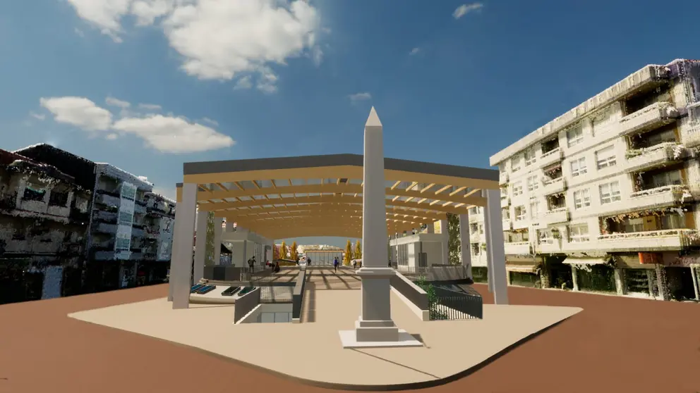 Ponteareas proxecta a cobertura da Praza da Música no Auditorio cunha grande estrutura lixeira e sombreada.