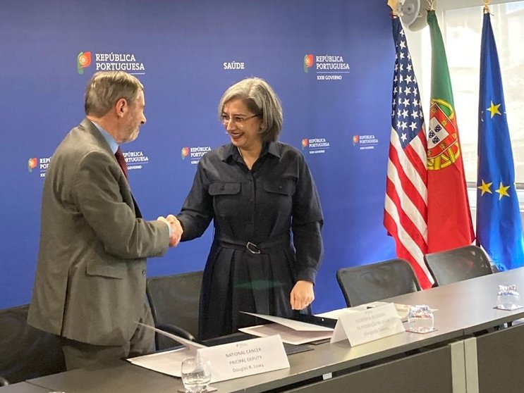 Secretária de Estado da Promoção da Saúde, Margarida Tavares, na assinatura do protocolo de respostas ao cancro com os Estados Unidos da América, Lisboa