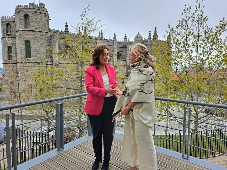 Ministra do Trabalho, Solidariedade e Segurança Social, Ana Mendes Godinho, e homóloga espanhola, Yolanda Díaz, na inauguração do Centro para a Economia e Inovação Social, Guarda.