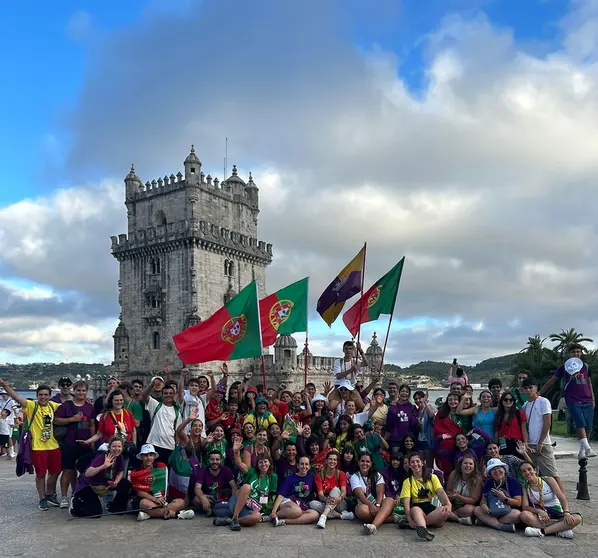Grupo de jovens de Ponte de Lima na JMJ de Lisboa.