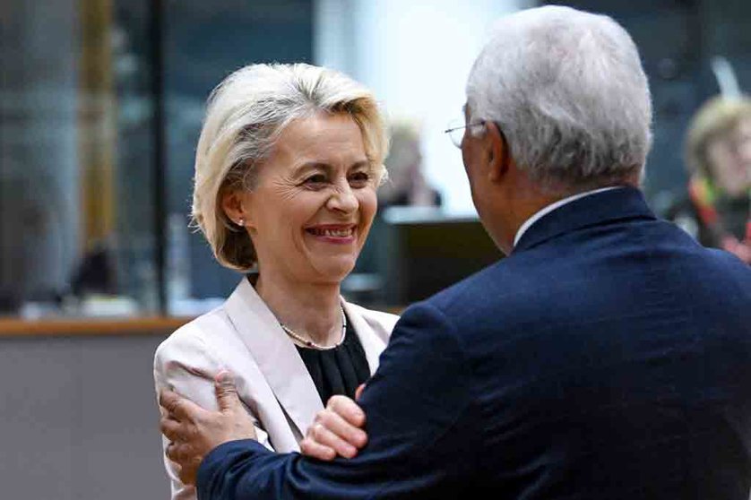 Primeiro-Ministro António Costa com a Presidente da Comissão Europeia, Ursula von der Leyen, Conselho Europeu, Bruxelas.