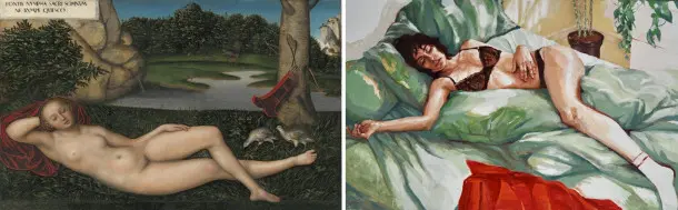 Imágenes, de izquierda a derecha: Lucas Cranach, La ninfa 
de la fuente, (h. 1530-1534). Museo Nacional Thyssen-Bornemisza, Madrid. / Versión