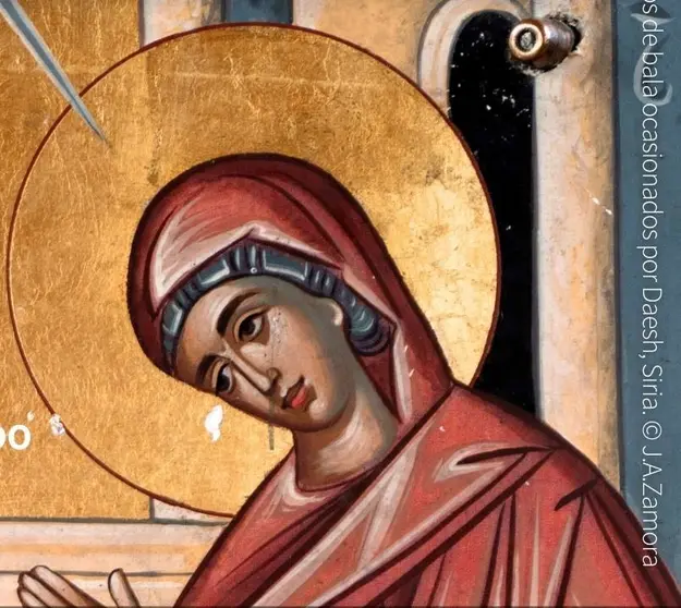 Icono de la Anunciación profanado en la diócesis Homs (Siria).