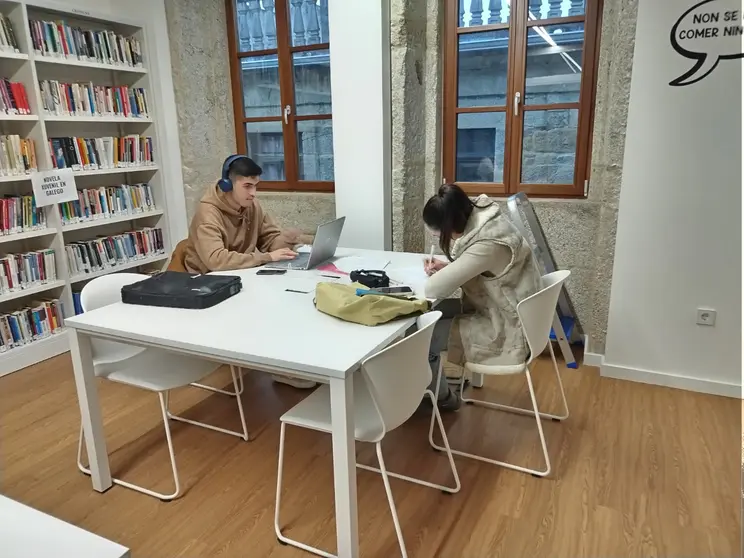 Estudantes Biblioteca Municipal de Salvaterra de Miño.