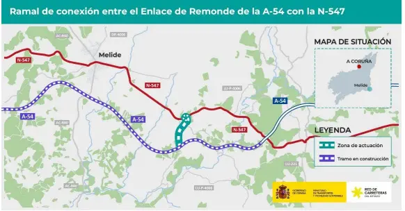 Esta conexión entre la A-54 y la N-547, facilita la comunicación y el tránsito entre Galicia y Portugal.