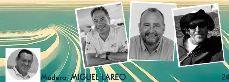 Periodistas náuticos de élite y un moderador de lujo: Jaume Soler, Nacho Gómez-Zarzuela, Carlos Pich y Miguel Lareo, listos para debatir el futuro de la vela española en el Monte Real Club de Yates.