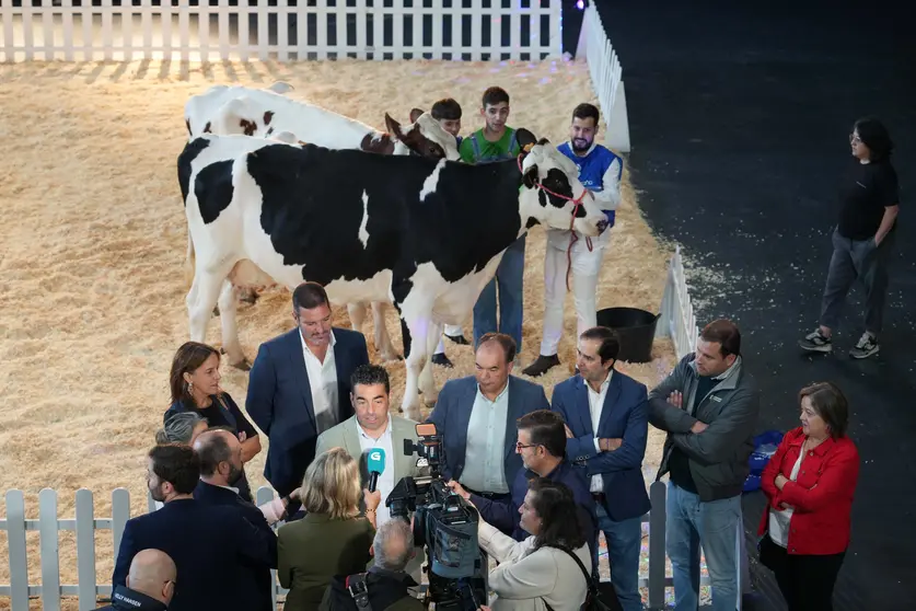 El presidente de la Diputación de Pontevedra, Luis López, visita el rodaje de "O pesadelo das Vacas" en Lalín, destacando la promoción del interior de la provincia a través del cine.