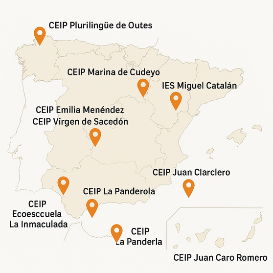 El CEIP Plurilingüe de Outes ha sido distinguido por el Ministerio de Educación como uno de los diez centros más comprometidos con el desarrollo sostenible en España, un reconocimiento que premia su labor educativa y ambiental dentro de la comunidad gallega. Infografía DL-G.