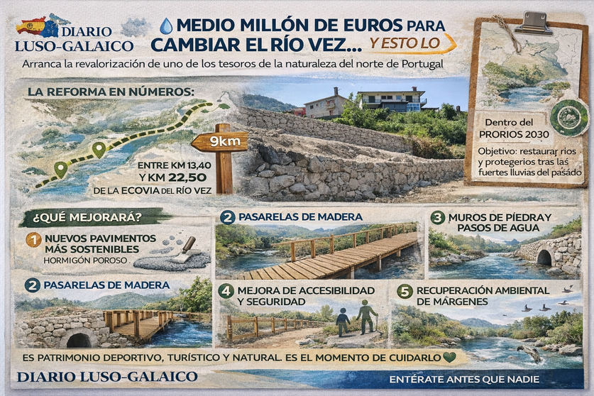 Rehabilitaci&oacute;n del r&iacute;o Vez en marcha. Departamento de Infograf&iacute;a DL-G.