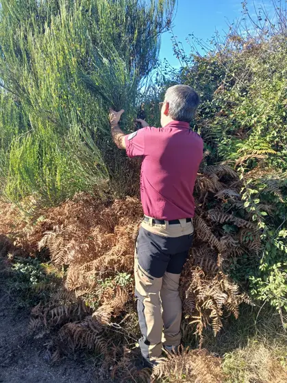 Personal del Parque Nacional durante los trabajos de recogida de material vegetal, una labor que busca obtener semillas de poblaciones adaptadas a las condiciones ambientales del litoral atl&aacute;ntico.