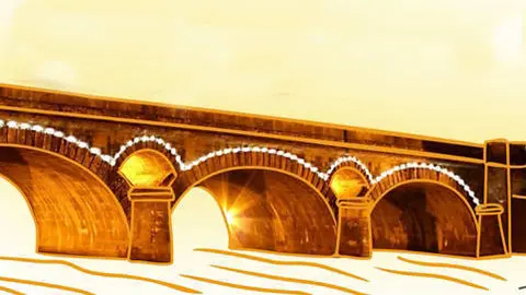 El puente que da sevicio a la villa. 