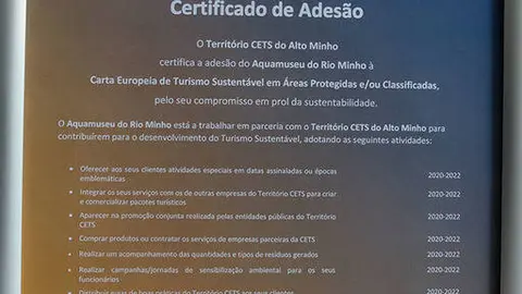 Diploma del recomocimiento al Aquamuseum de Vila Nova de Cerveira.
