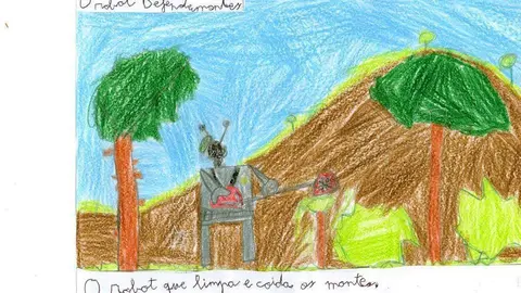 Reflicte o pensamento que o neno ten sobre o futuro próximo de Galicia en todos os ámbitos (casa, escola, vida no pobo…).