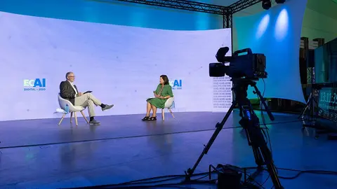 La Comisaria del Xacobeo 2021, Cecilia Pereira, participa en el Congreso Europeo de Inteligencia Artificial, ECAI 2020. Plató de convenciones del  edificio CINC, Cidade da Cultura, Santiago de Compostela. ARCHIVO.