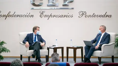 El titular del Gobierno gallego participó este mediodía en el encuentro #CONECTACEP de la Confederación de Empresarios de Pontevedra.