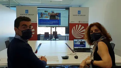 El delegado territorial, Luis López, y la jefa territorial de Empleo, Marta Marino, celebran un webinar informativo con cerca de un ciento de representantes del sector y de los gimnasios, hostaleros particulares y ayuntamientos de la provincia de Pontevedra.
