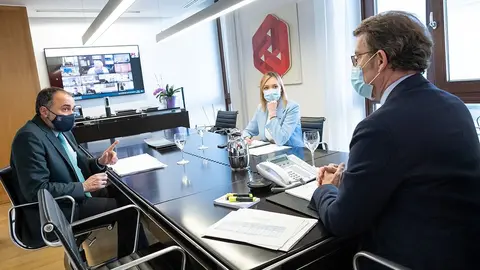 O titular do Goberno galego, Alberto N&uacute;&ntilde;ez Feij&oacute;o, re&uacute;nese por videoconferencia co comit&eacute; cl&iacute;nico de expertos sanitarios. 