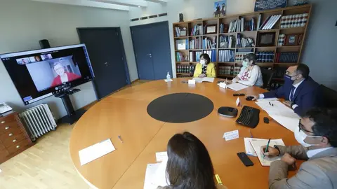 El conselleiro de Sanidad, Julio García Comesaña, la la presidenta de Fagal, María Isabel Gey Pérez, firmaron hoy un convenio de colaboración.