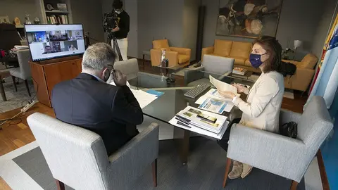 La conselleira de Medio Ambiente, Territorio e Vivenda, Ángeles Vázquez, participa en la reunión de la comisión de seguimento de la Plataforma loxística Salvaterra-As Neves (Plisan).